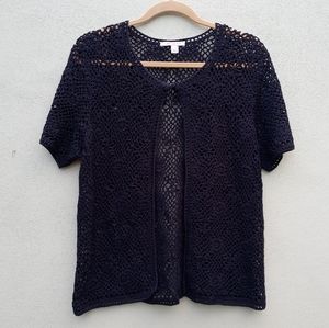 JM Collection Black Knit Top w/ one Button Large